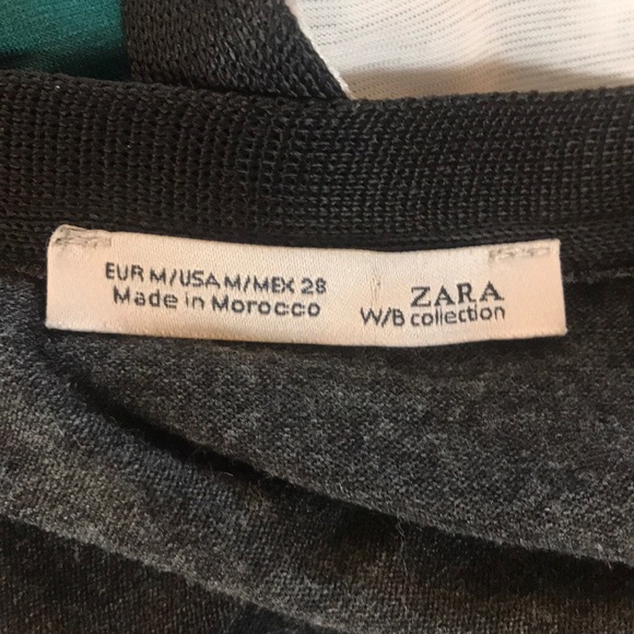 NWOT Zara Jersey Knit Abstract Mixed Media Top | Asymmetrical Hem | 3/4 Sleeve - Picture 5 of 6